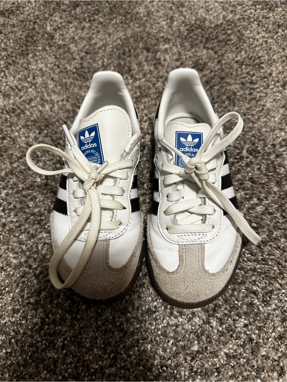 adidas Kids White Sneakers with Black Stripes